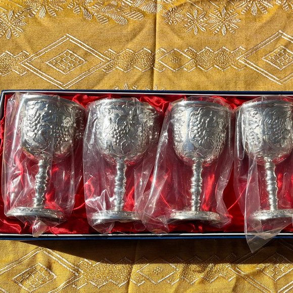 NIB Set of Six Silver-plated, Gold lined Sherry, Sweet Port, Liqueur Goblets - Picture 2 of 9